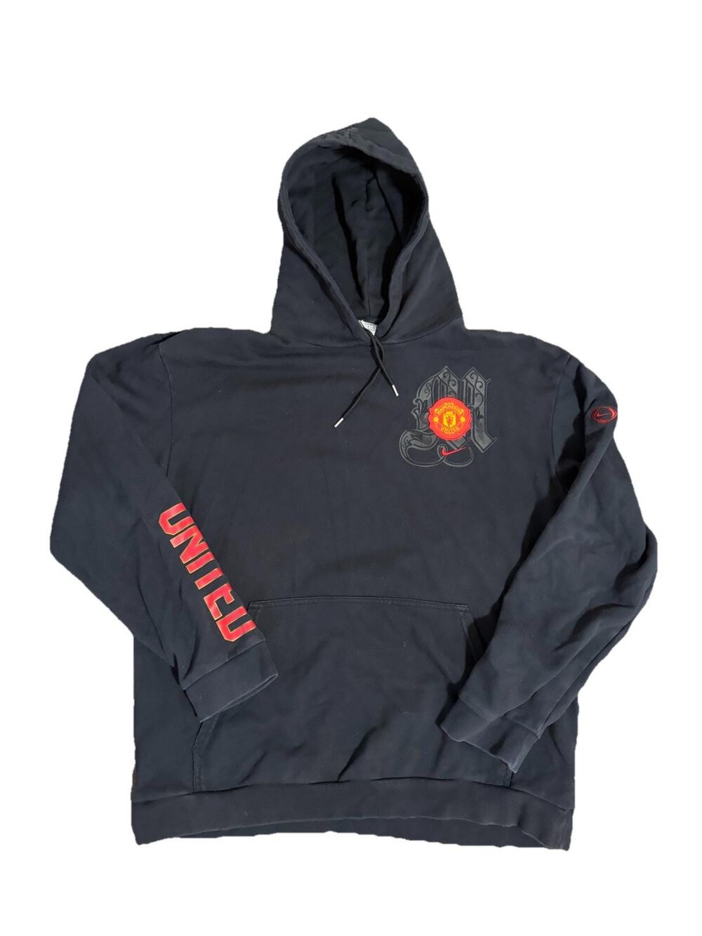 Vintage Nike Men’s Manchester United Black Hoodie Size XXL 90s Y2K Soccer